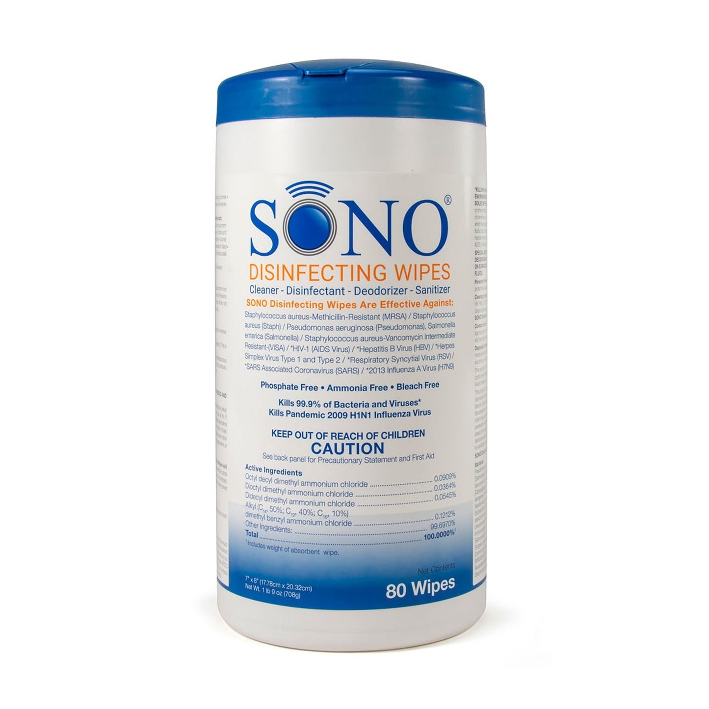 Surface Disinfectant Cleaner Sono® Premoistened Manual Pull Wipe 80 Count Canister Scented NonSterile - SONO4032