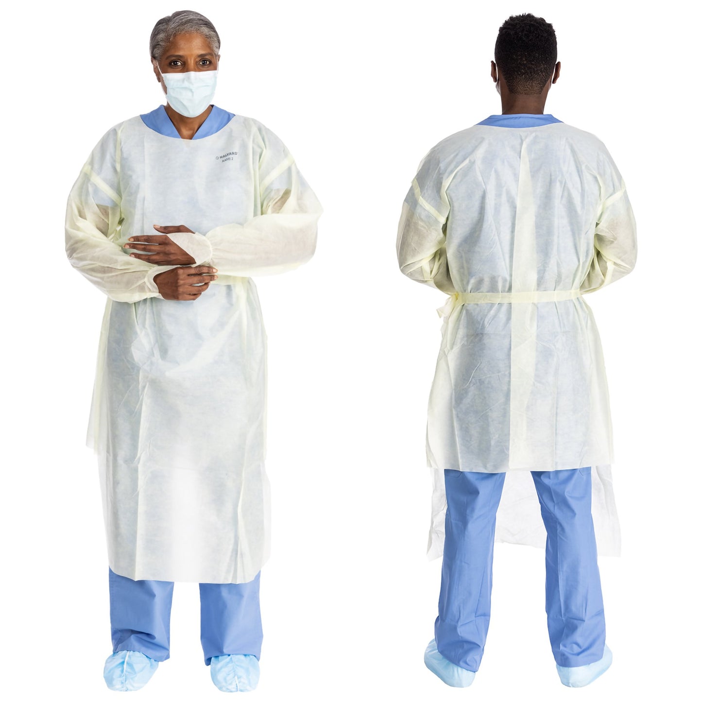 Protective Procedure Gown Halyard Basics Large Yellow NonSterile AAMI Level 2 Disposable 43008