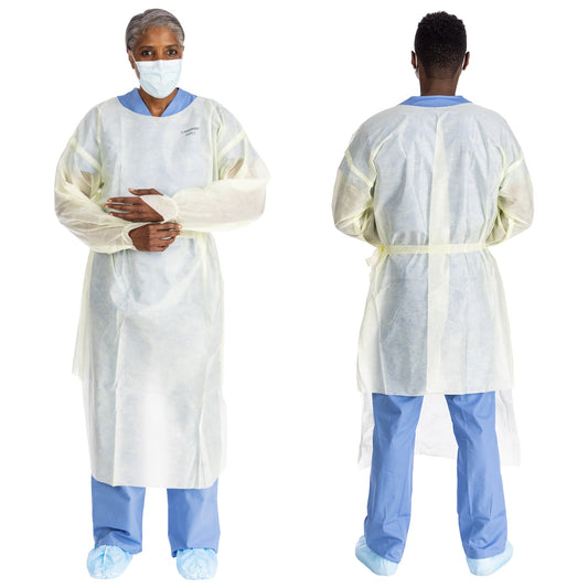 Protective Procedure Gown Halyard Basics Large Yellow NonSterile AAMI Level 2 Disposable 43008