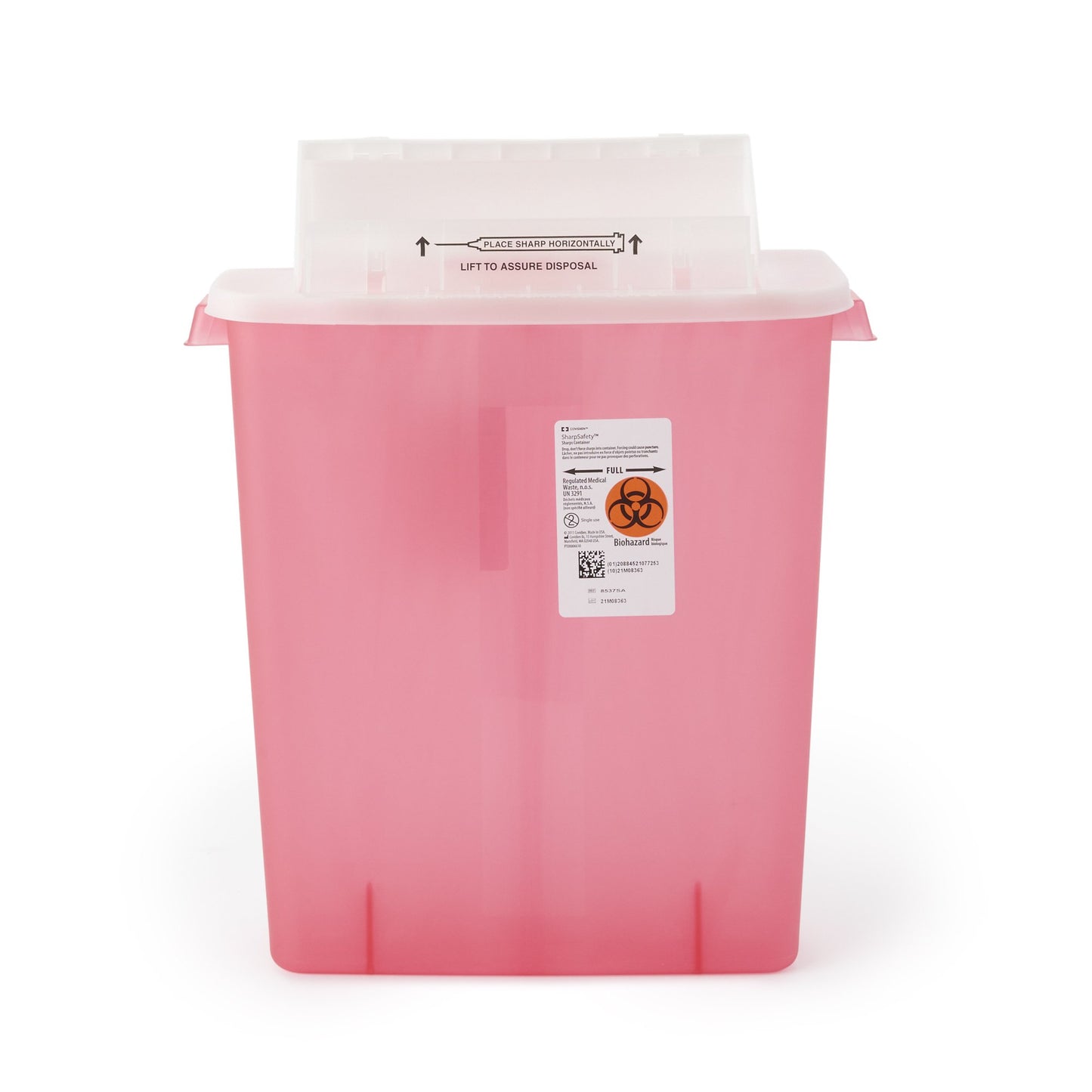 Sharps Container SharpStar™ In-Room™ Translucent Red Base 16-1/2 H X 13-3/4 W X 6 D Inch Horizontal Entry 3 Gallon - 8537SA