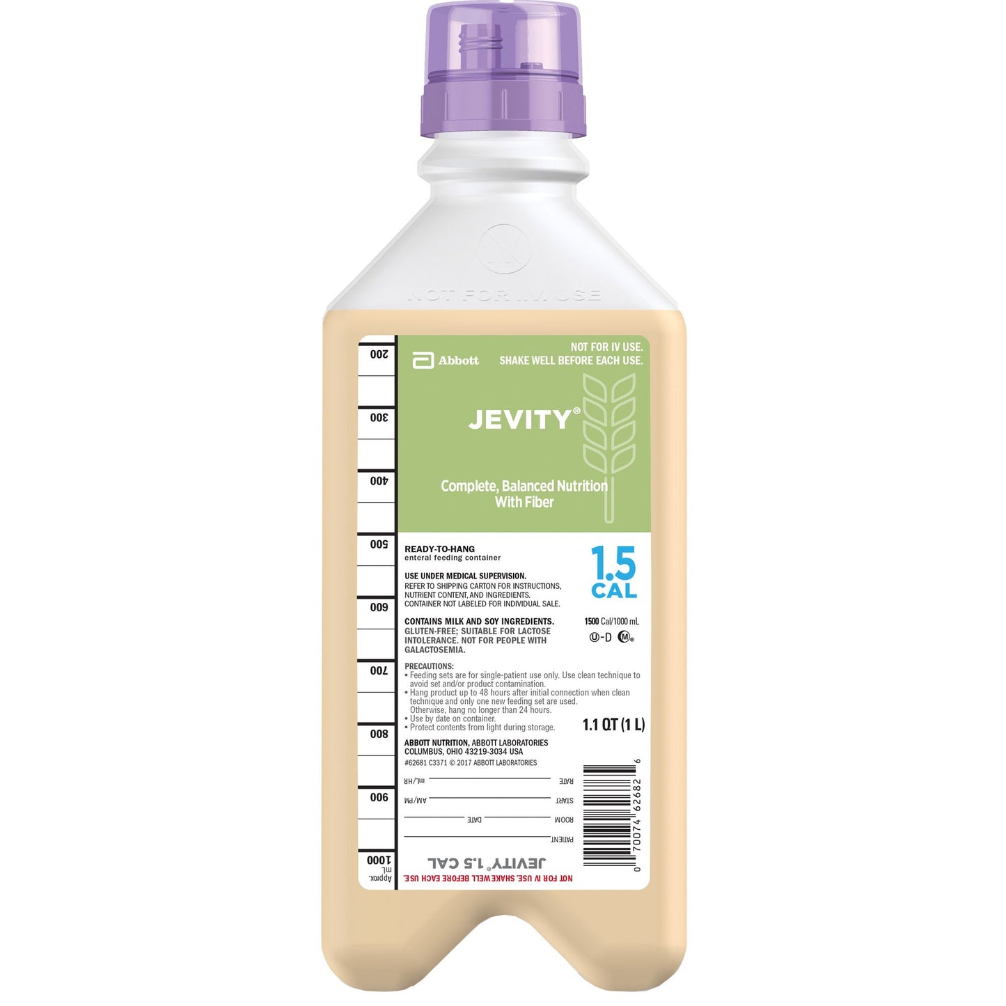 Jevity 1.5 Cal Tube Feeding Formula, 33.8 oz Ready to Hang Carton 62681