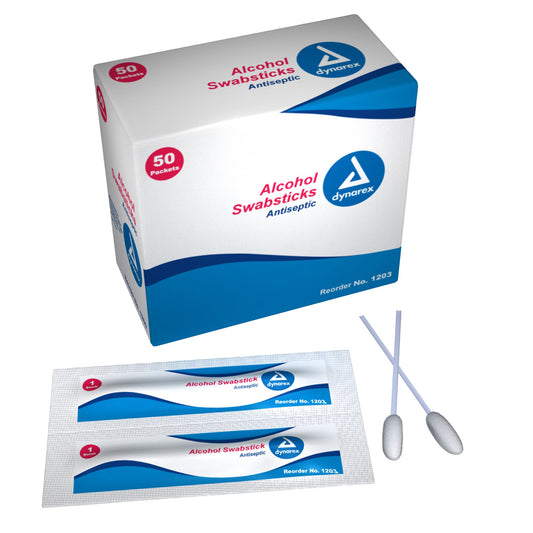 Impregnated Swabstick Dynarex® 70% Strength Isopropyl Alcohol Individual Packet NonSterile - 1203