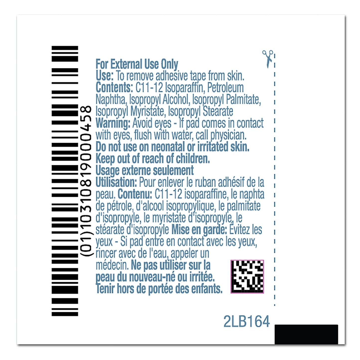 PDI® Adhesive Remover, 1¼ x 2-5/8 Inch Wipe B16400