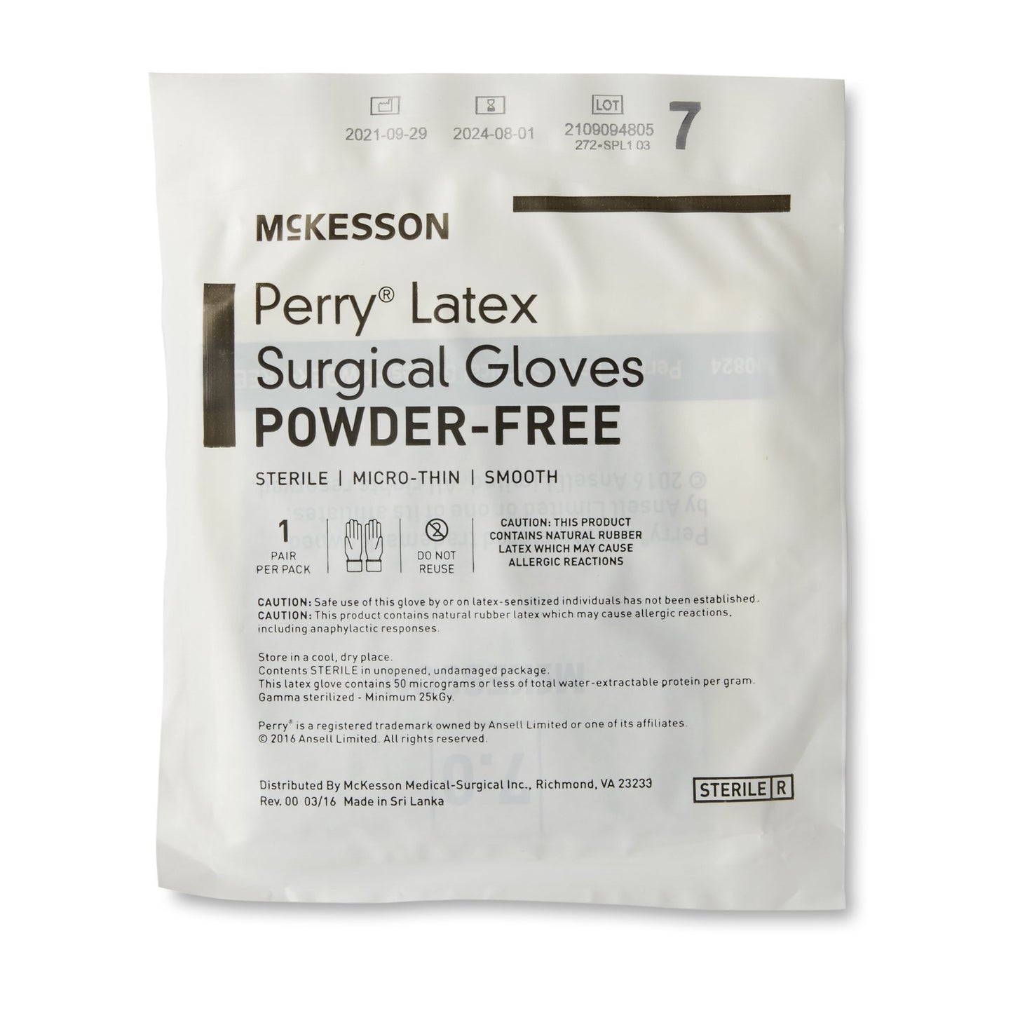 McKesson Perry® Latex Surgical Glove, Size 7, Brown 20-1370N
