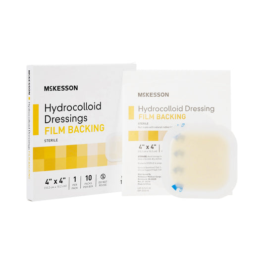 Hydrocolloid Dressing McKesson Waterproof Film Backing 4 X 4 Inch Square Hydrocolloid / Film - 1887