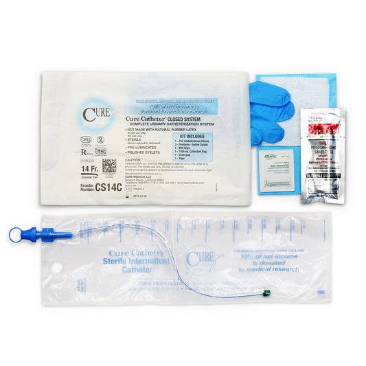 Intermittent Closed System Catheter Cure Catheter® Closed System Unisex / Straight Tip 14 Fr. - CS14C