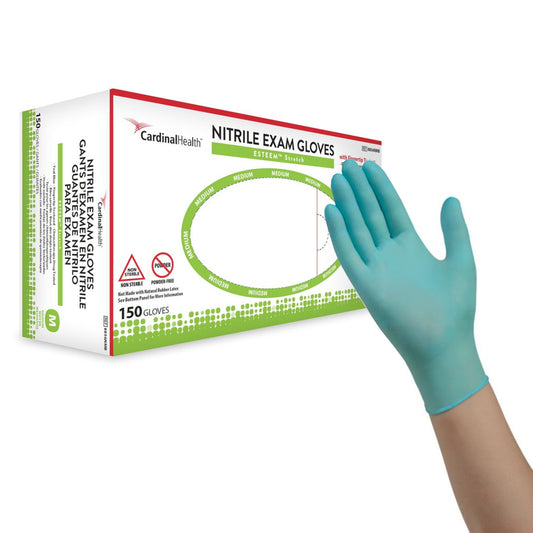 Exam Glove ESTEEM™ Stretch Medium NonSterile Nitrile Standard Cuff Length Textured Fingertips Teal Chemo Tested - 8856NMB