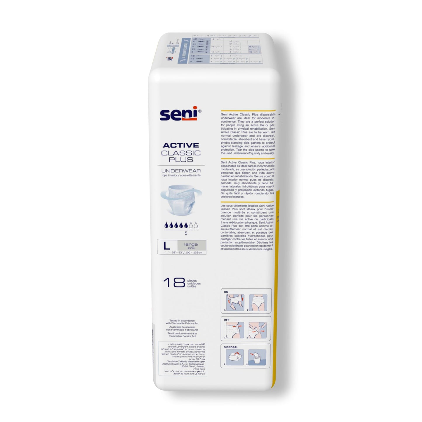 Seni® Active Classic Plus Moderate Absorbent Underwear, Large S-LA18-AC2