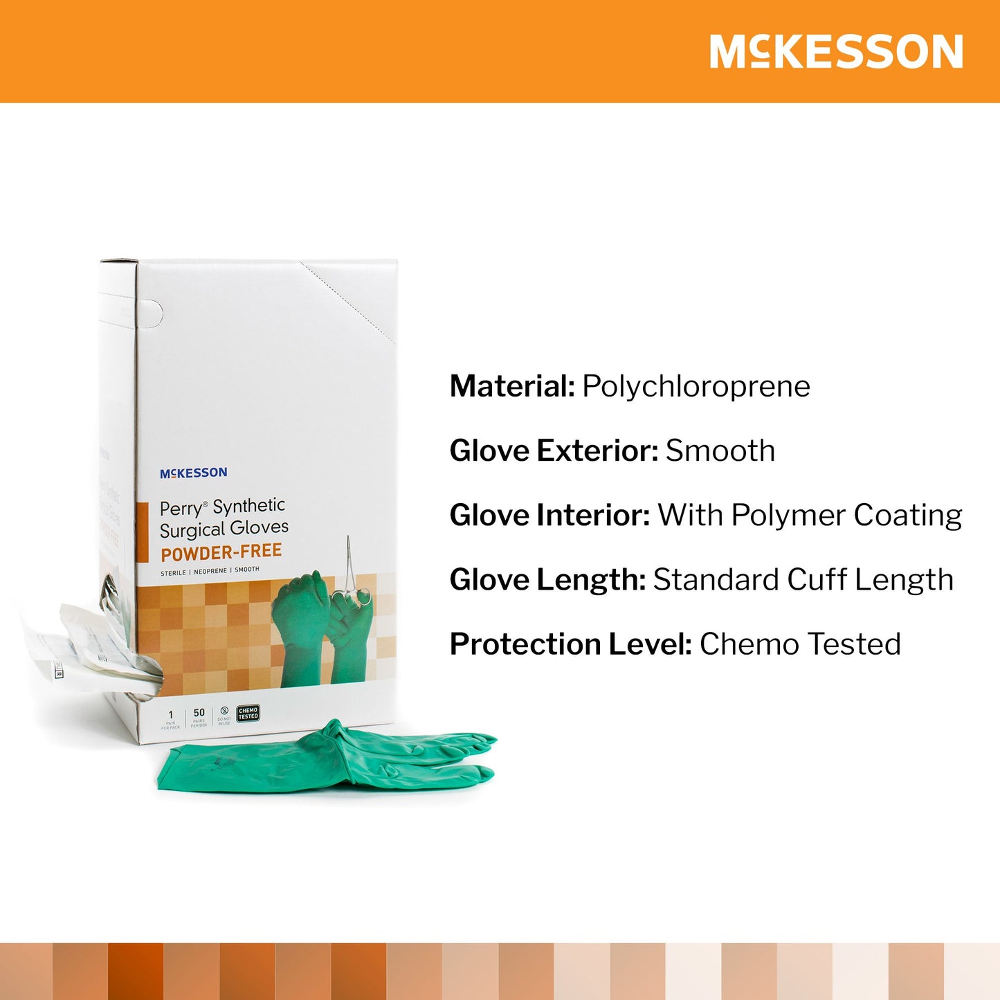 McKesson Perry® Performance Plus Polychloroprene Surgical Glove, Size 8.5, Green 20-2585N
