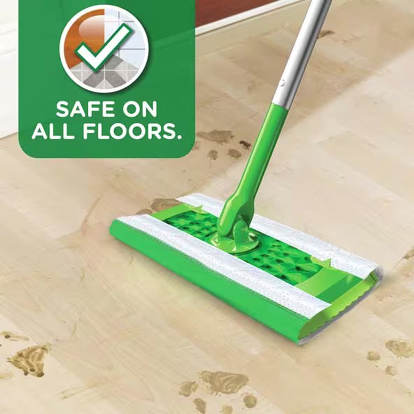 Saturated Wet Mop Pad Swiffer® Wet Bound Edge White Cloth Disposable PGC08622