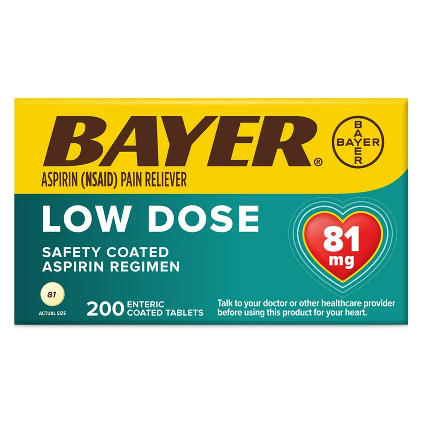 Bayer Low Dose Safety Coated Aspirin 81 mg Tablets 00280210020