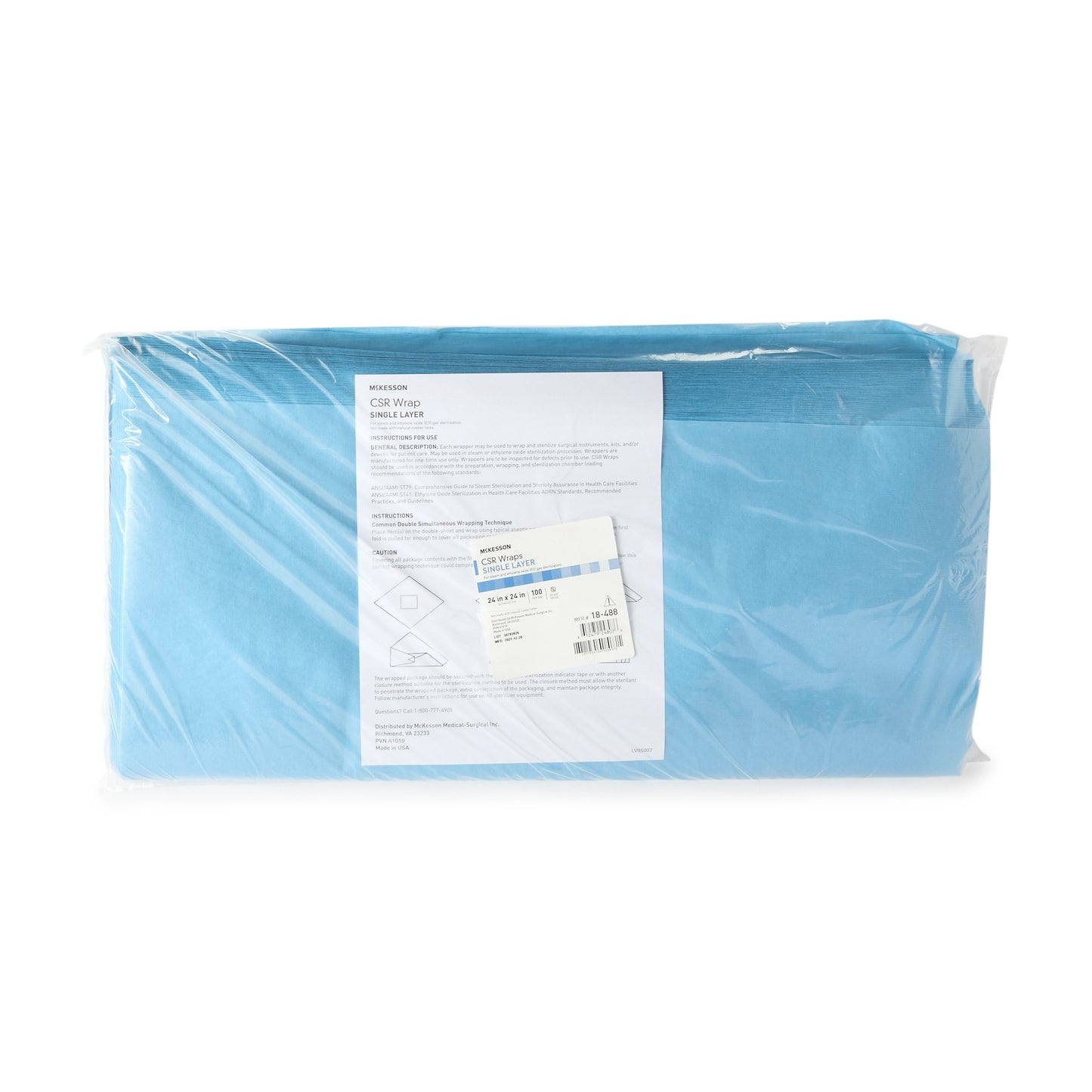 McKesson Single Layer Sterilization Wrap, 24 x 24 Inch 18-488