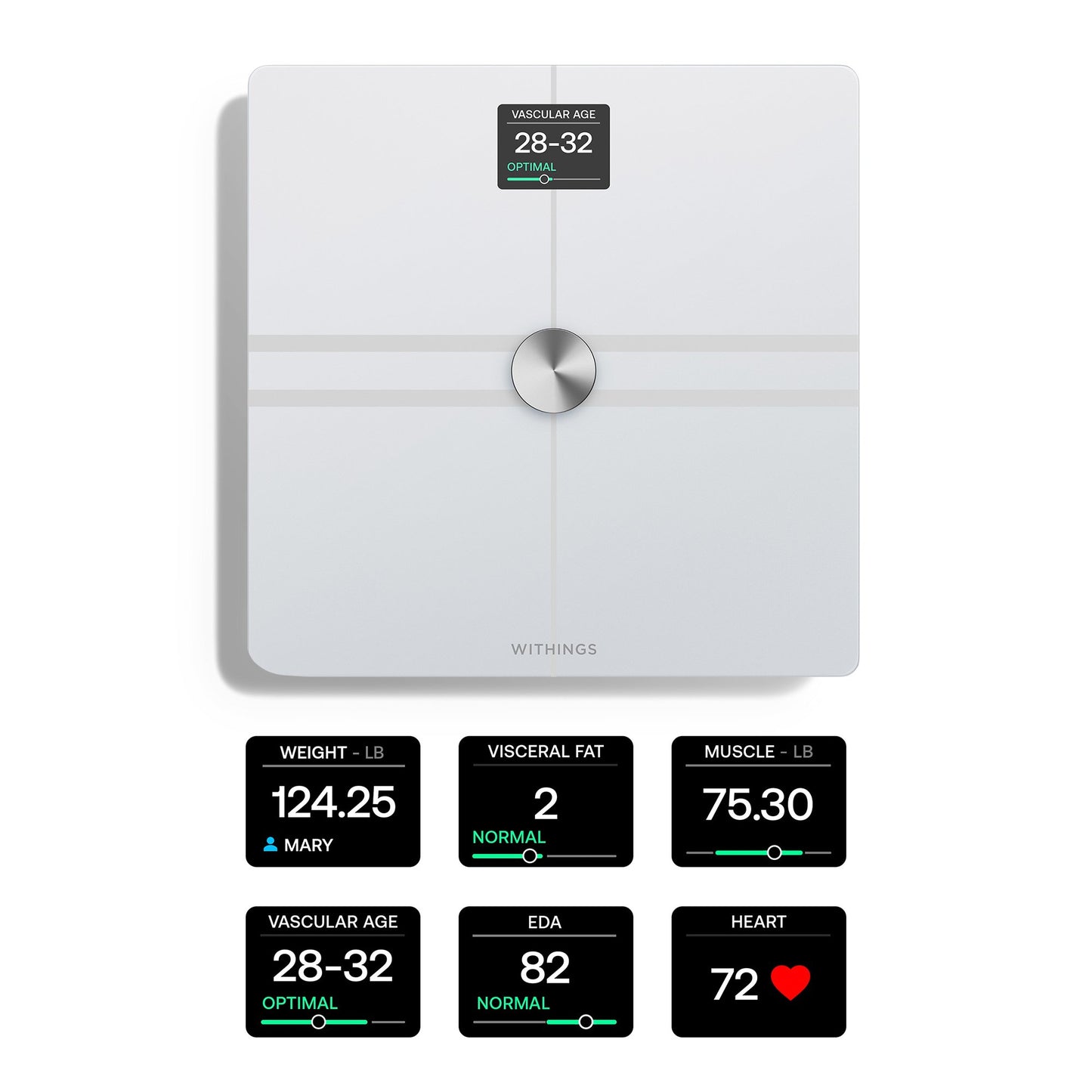 Withings Body Comp Wifi Smart Scale, White WBS12-WHITE-ALL-INTER