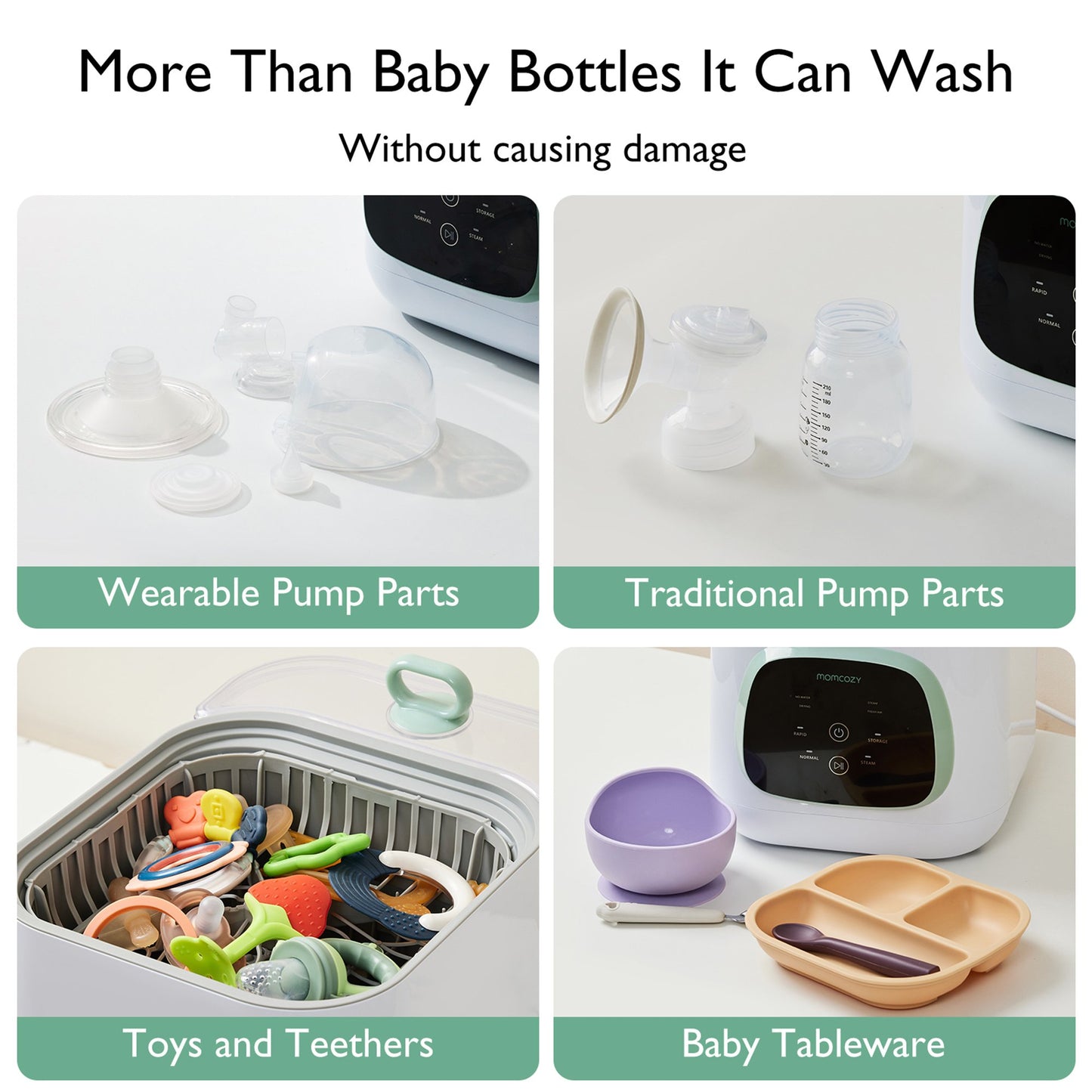 Baby Bottle Washer and Sterilizer Momcozy CleanPal Pro For Baby Bottles BS003-GW10NB