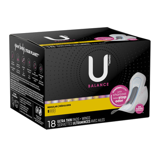 Feminine Pad U by Kotex® Balance Ultra Thin with Wings Regular Absorbency - 54898