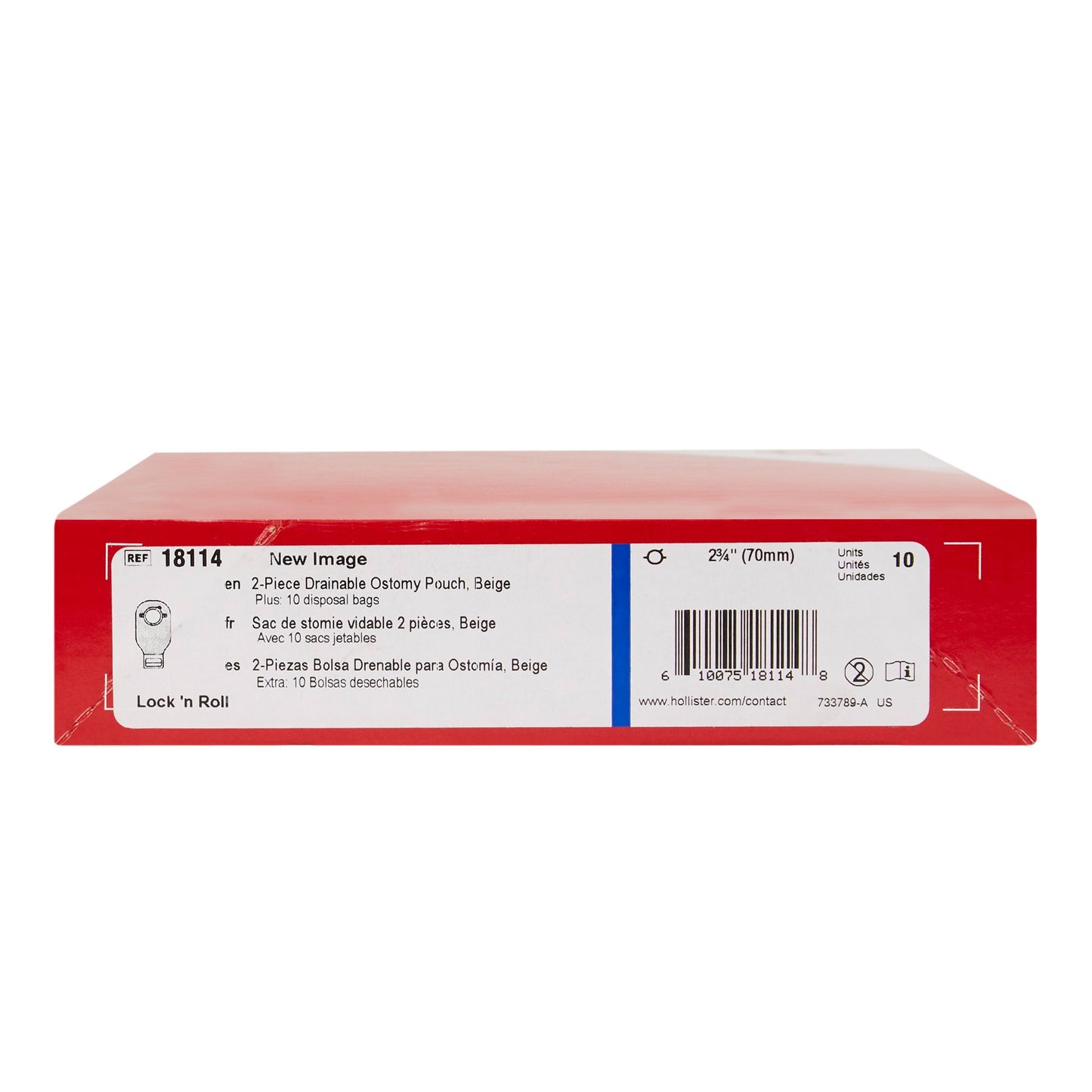 New Image™ 18114 Beige Colostomy Pouch, Pre-cut to Fit 70 mm Stomas, Blue Match 18114