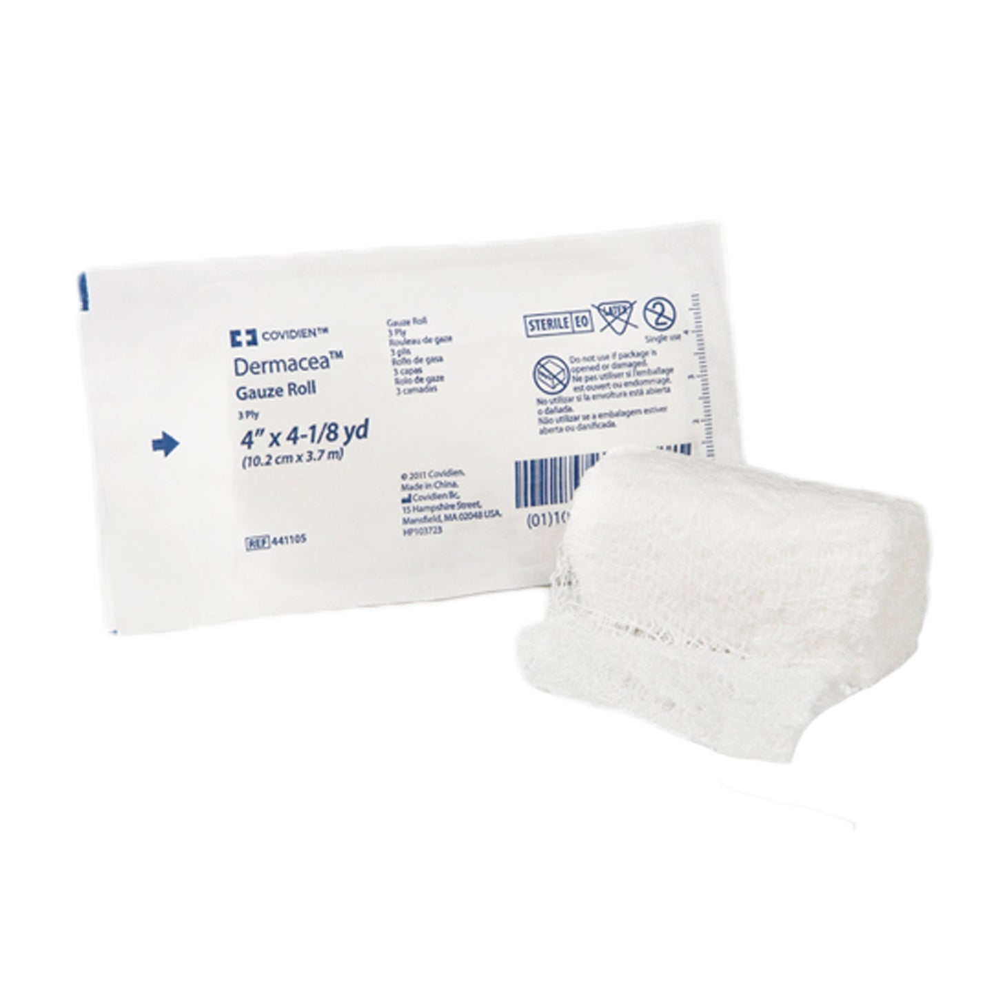 Fluff Bandage Roll Dermacea™ 4 Inch X 4-1/8 Yard 3-Ply Sterile 1 per Pouch - 441105