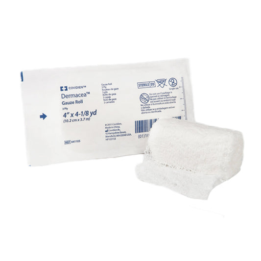 Fluff Bandage Roll Dermacea™ 4 Inch X 4-1/8 Yard 3-Ply Sterile 1 per Pouch - 441105