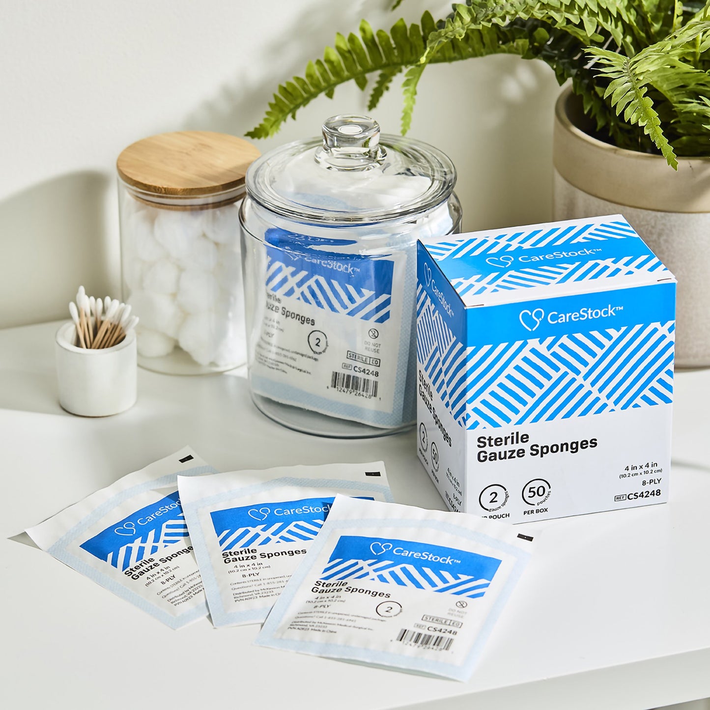 CareStock™ Sterile Gauze Sponge, 4 x 4 Inch, 8-Ply CS4248