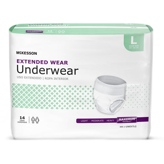 Unisex Adult Absorbent Underwear McKesson Pull On with Tear Away Seams Large Disposable Heavy Absorbency - UWEXTLG