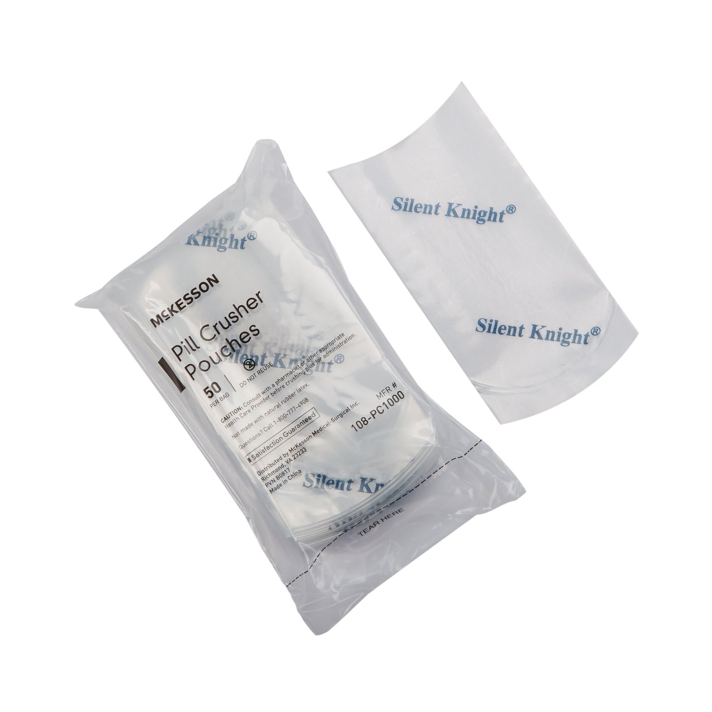 Pill Crusher Pouch McKesson Silent Knight® 2 X 4-1/2 Inch, Clear, Plastic - 108-PC1000