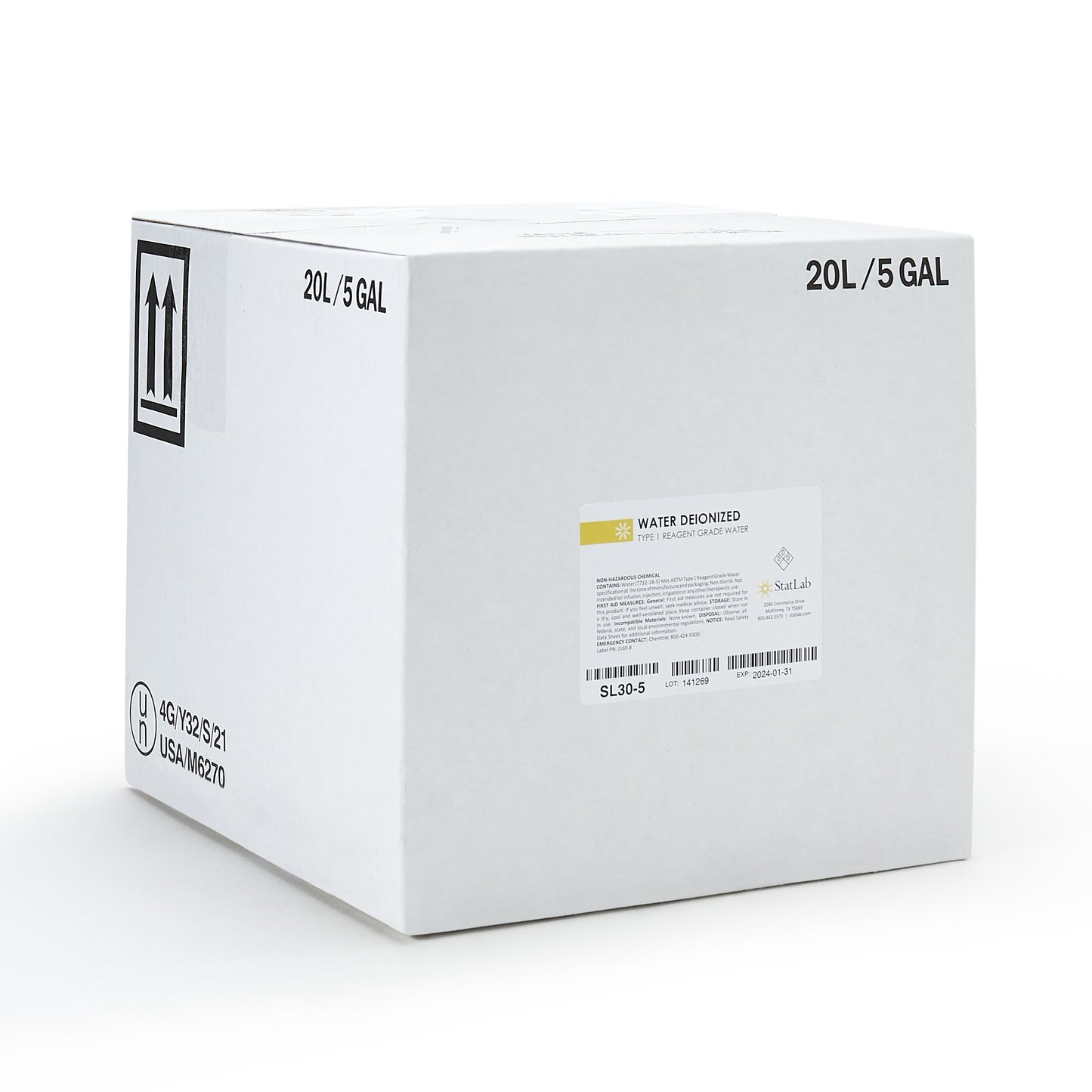 StatLab Medical Deionized Water, 5 gal. Cubitainer® SL30-5