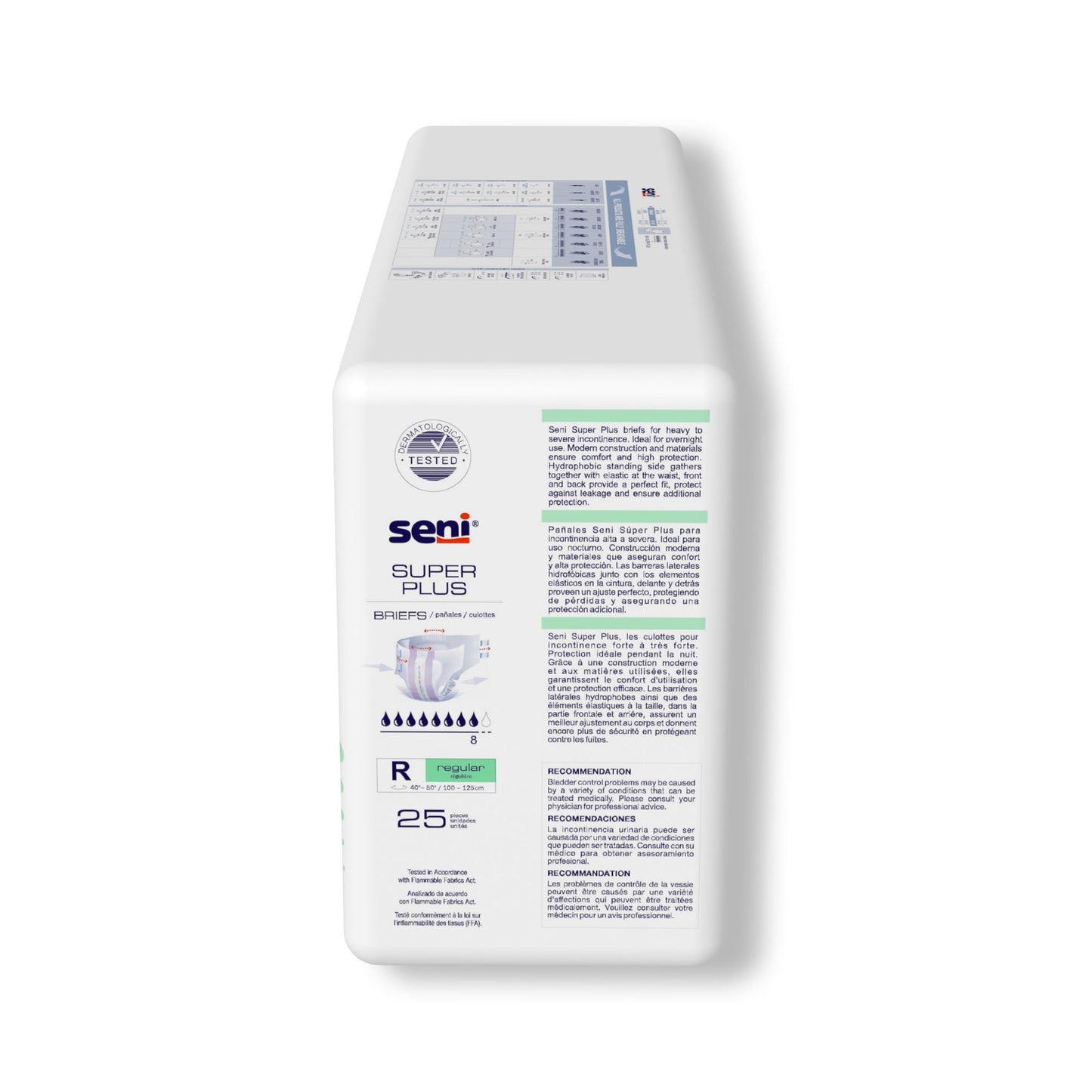 Seni® Super Plus Overnight Heavy Absorbency Incontinence Brief, Regular S-RE25-BP1