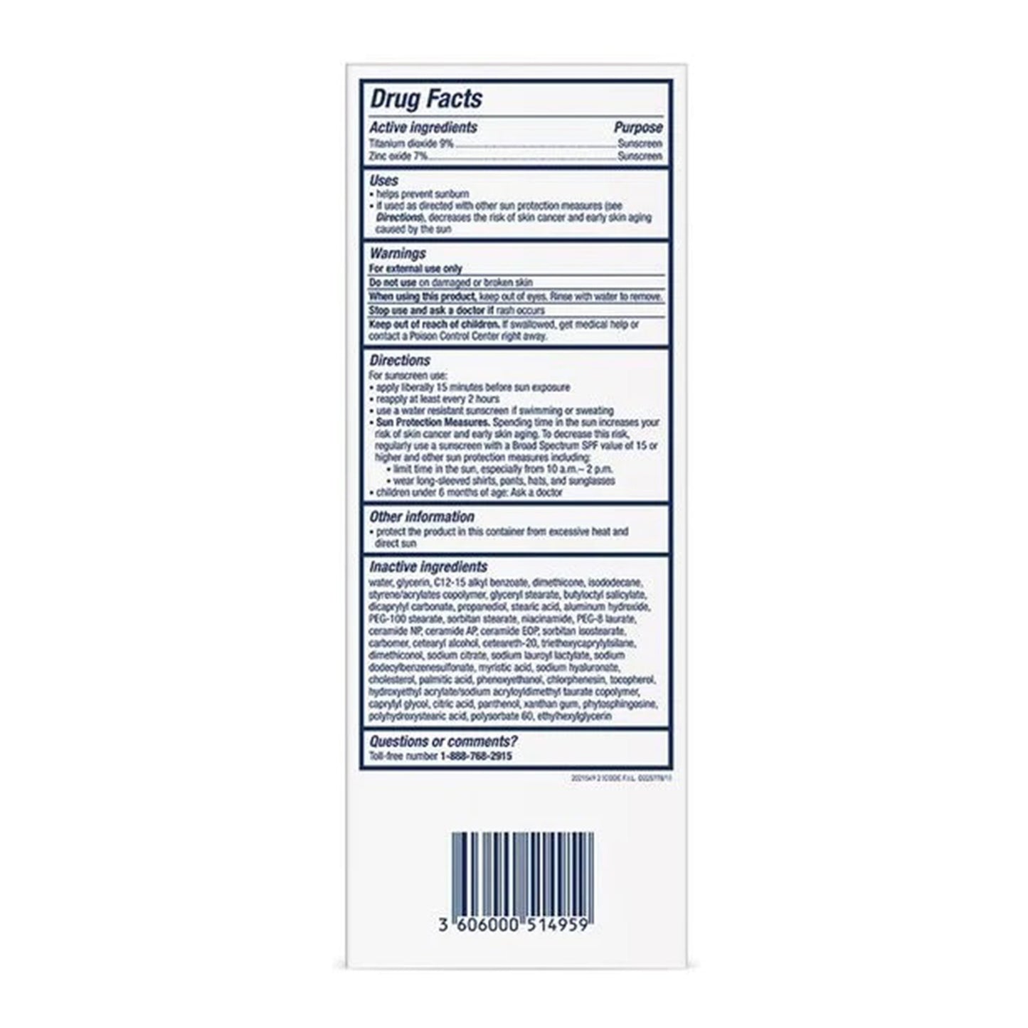 Sunscreen CeraVe® Hydrating Mineral Sunscreen Face SPF 50 Lotion 2.5 oz. Tube 60600051495