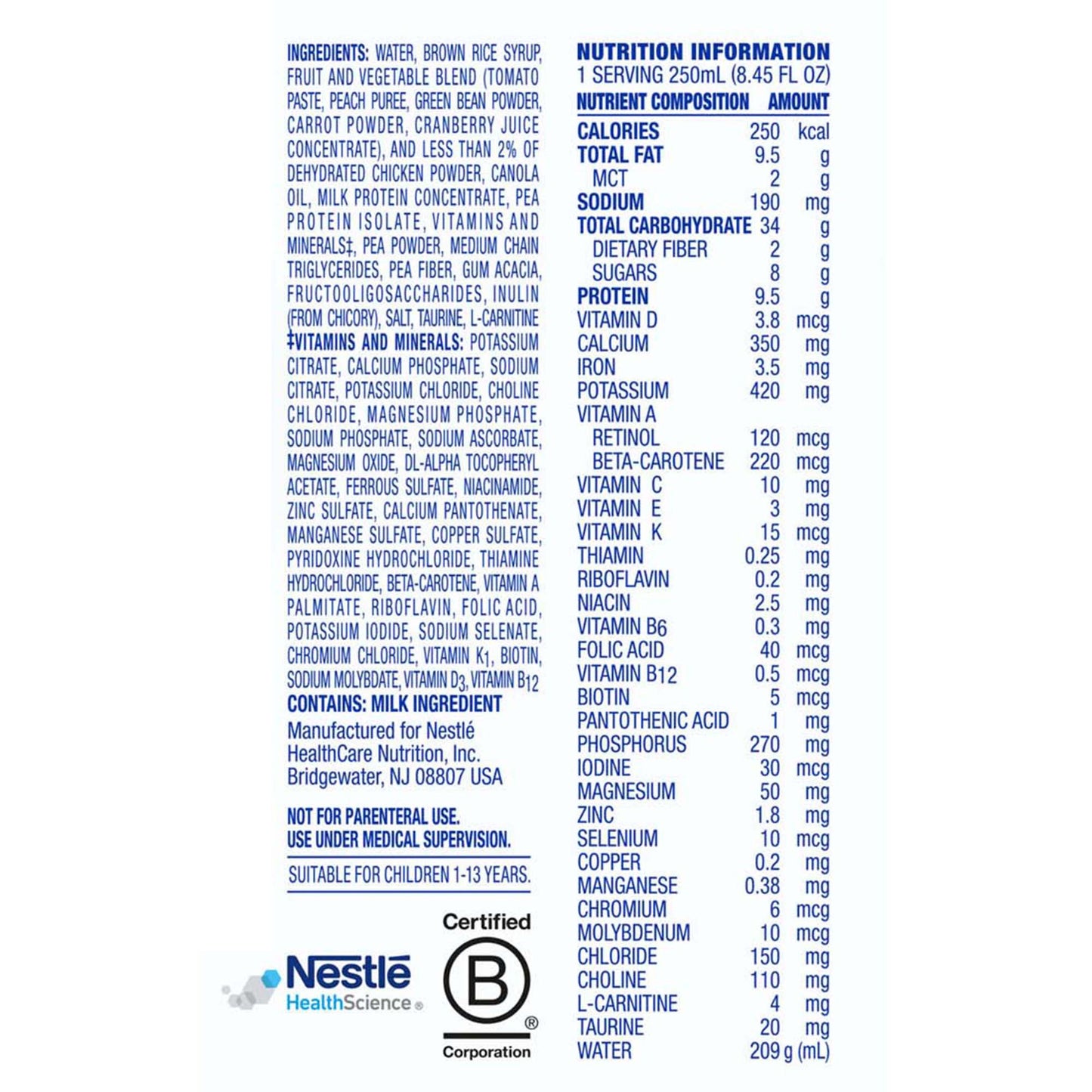 Compleat® Pediatric Ready to Use Pediatric Tube Feed Formula, 8.45-oz. carton 10043900142408