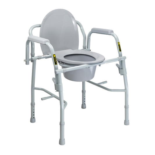 Commode Chair McKesson Drop Arms Steel Frame Back Bar 13-3/4 Inch Seat Width 300 lbs. Weight Capacity - 146-11125KD-1