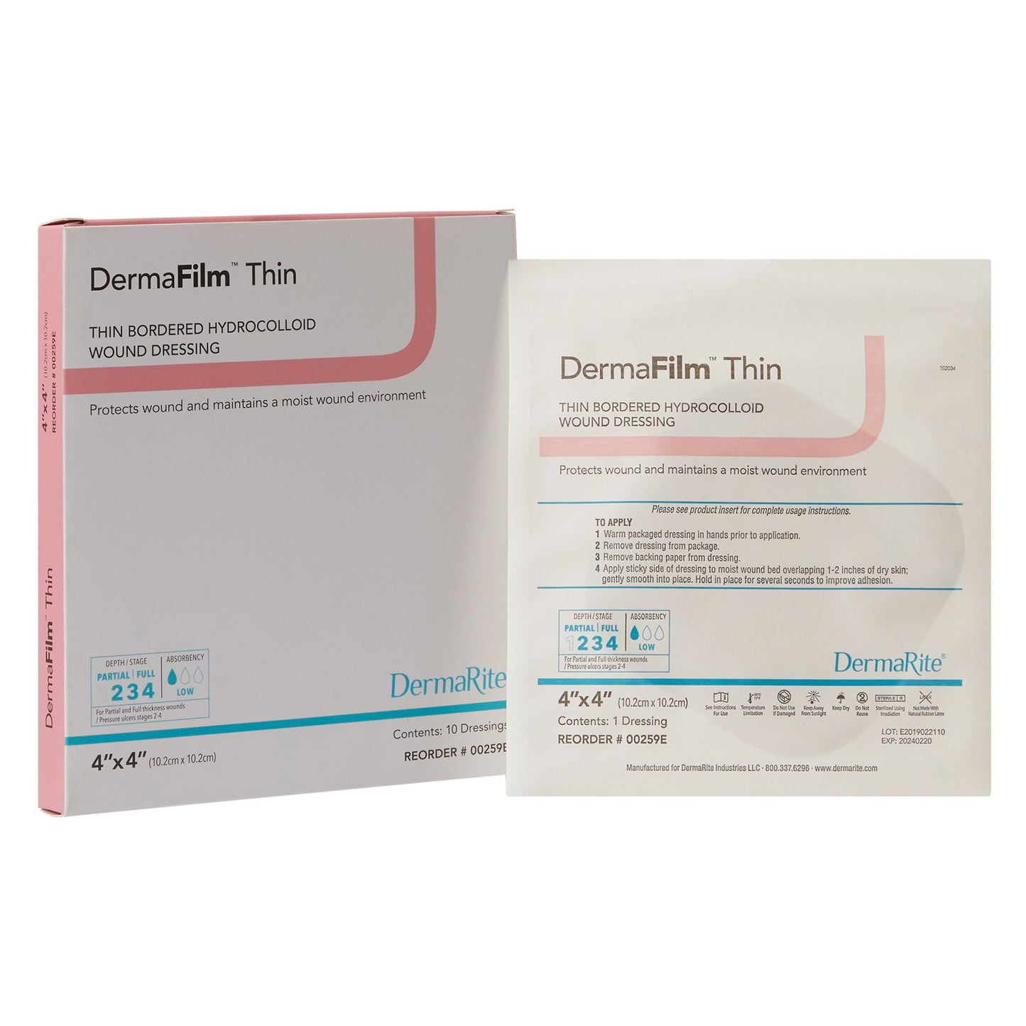 DermaFilm® Hydrocolloid Dressing, 4 x 4 Inch 00259E