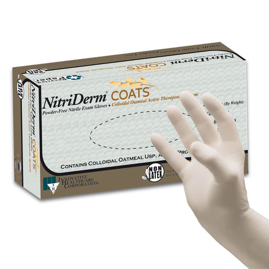 Exam Glove NitriDerm® COATS® Small NonSterile Nitrile Standard Cuff Length Fully Textured White Chemo Tested - 125102