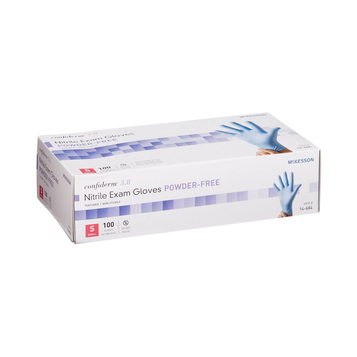 McKesson Confiderm® 3.8 Nitrile Exam Glove, Small, Blue 14-684