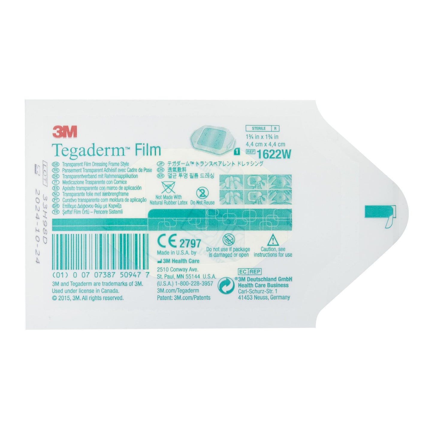 3M™ Tegaderm™ Transparent Sterile Film Dressing, 1-3/4 x 1-3/4 Inch 1622W