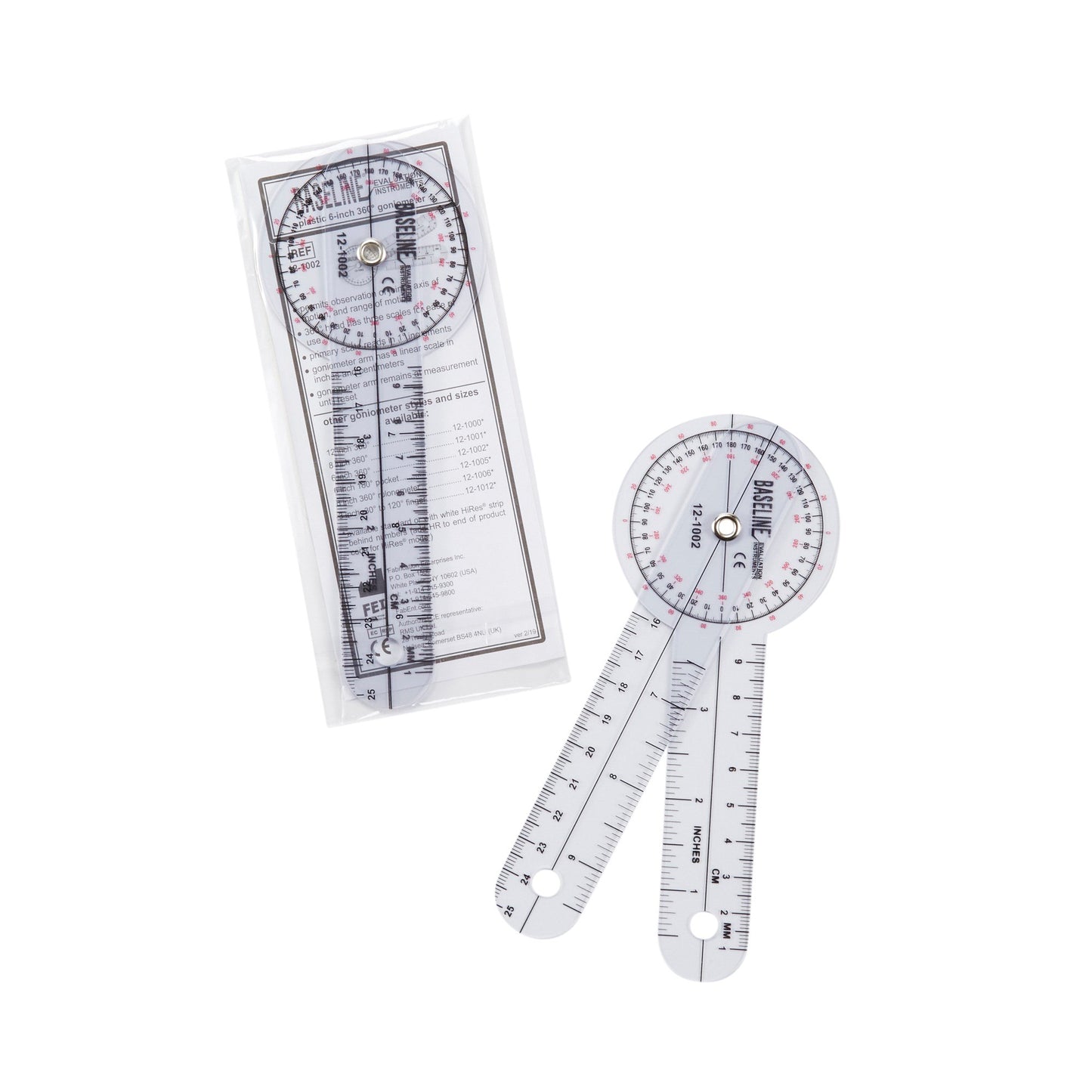 Baseline® 360° Head Plastic Goniometer, 6 Inch Arms 12-1002