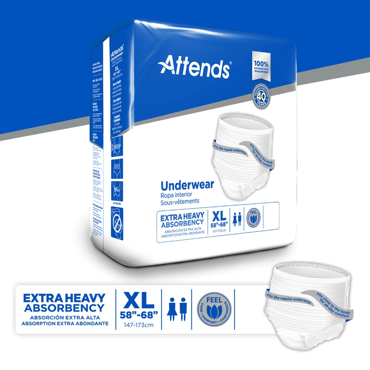 Attends® Care Adult Absorbent Underwear, Heavy Absorbency, X-Large, White APV40100