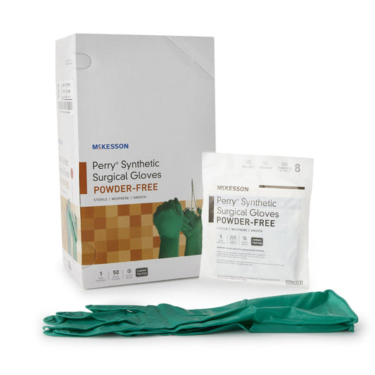 Surgical Glove McKesson Perry® Performance Plus Size 8 Sterile Polychloroprene Standard Cuff Length Smooth Dark Green Chemo Tested - 20-2580N