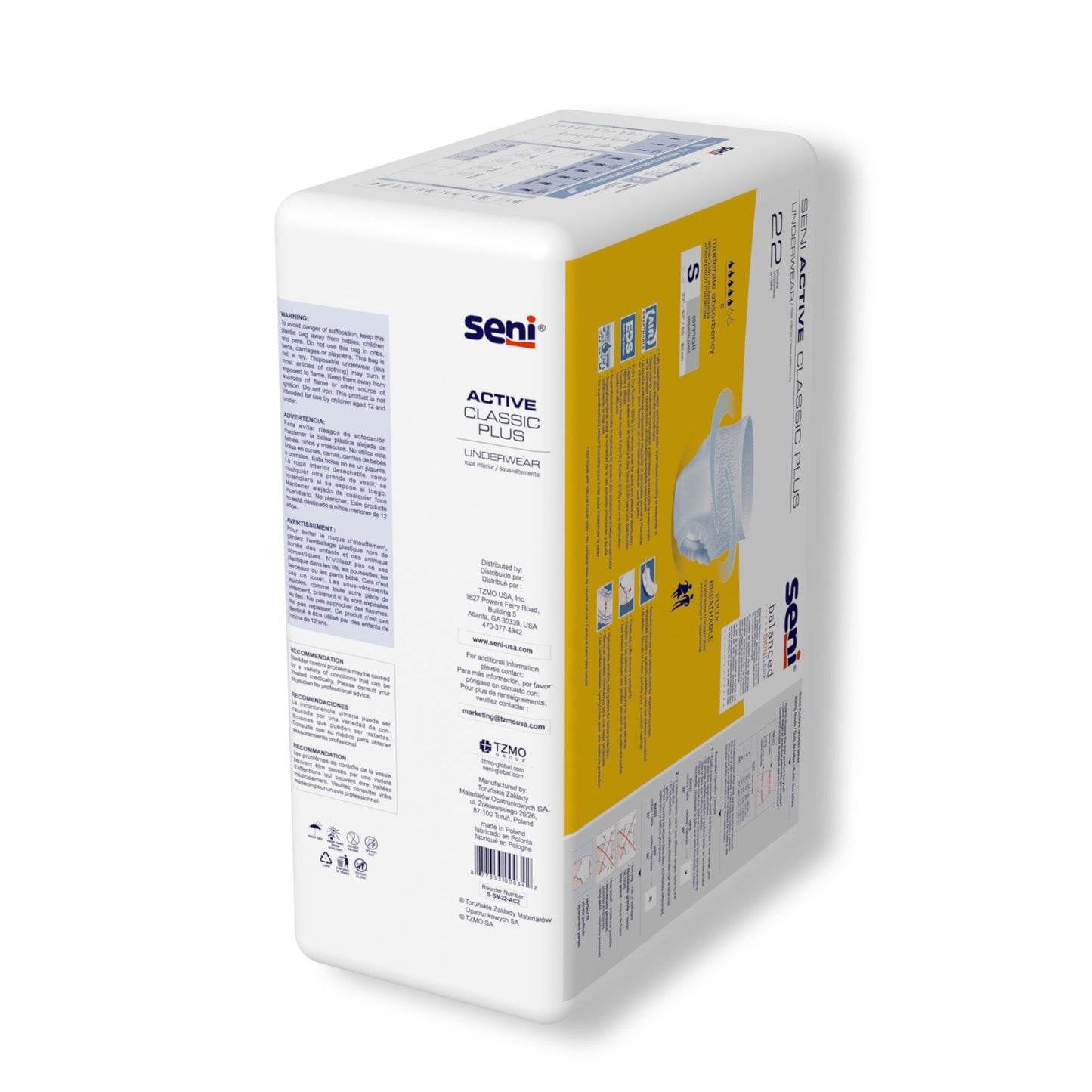 Seni® Active Classic Plus Moderate Absorbent Underwear, Small S-SM22-AC2