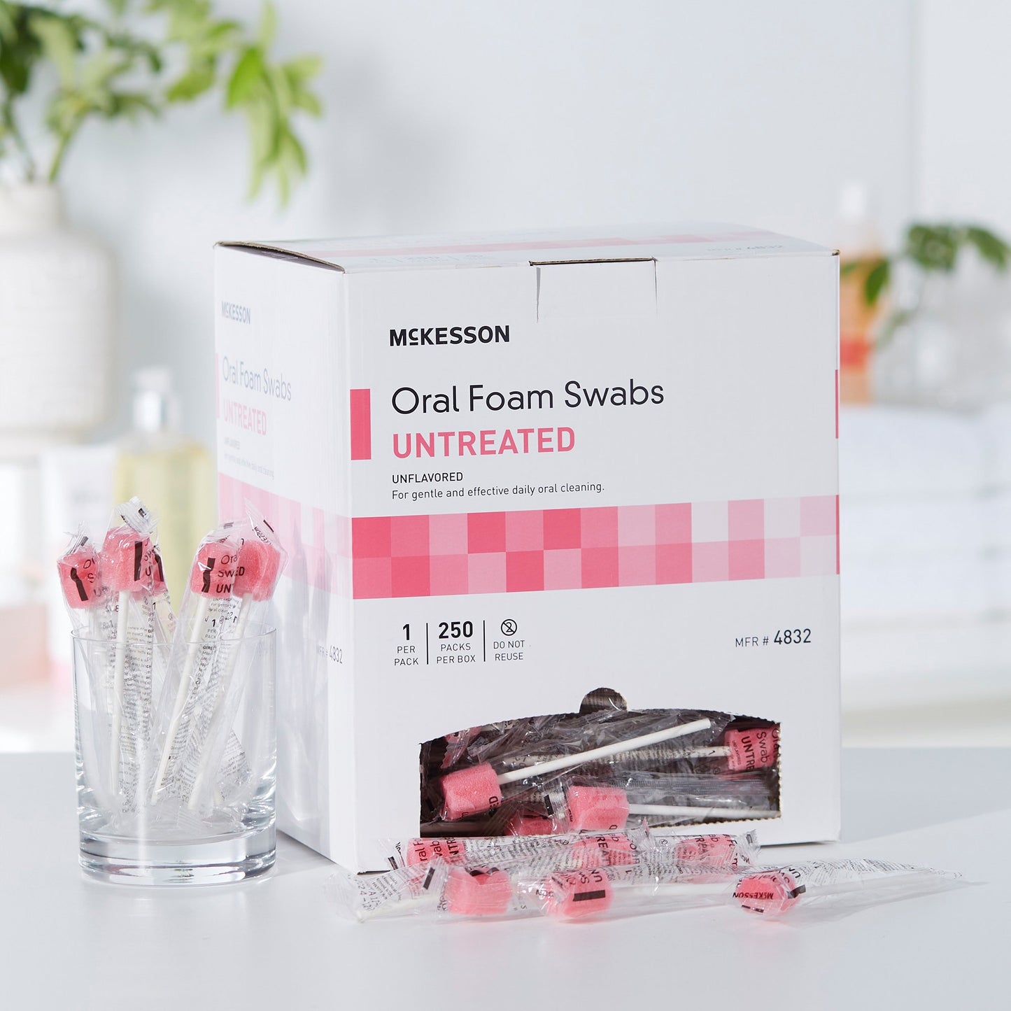 McKesson Oral Swabstick, Foam Tip, Untreated 4832