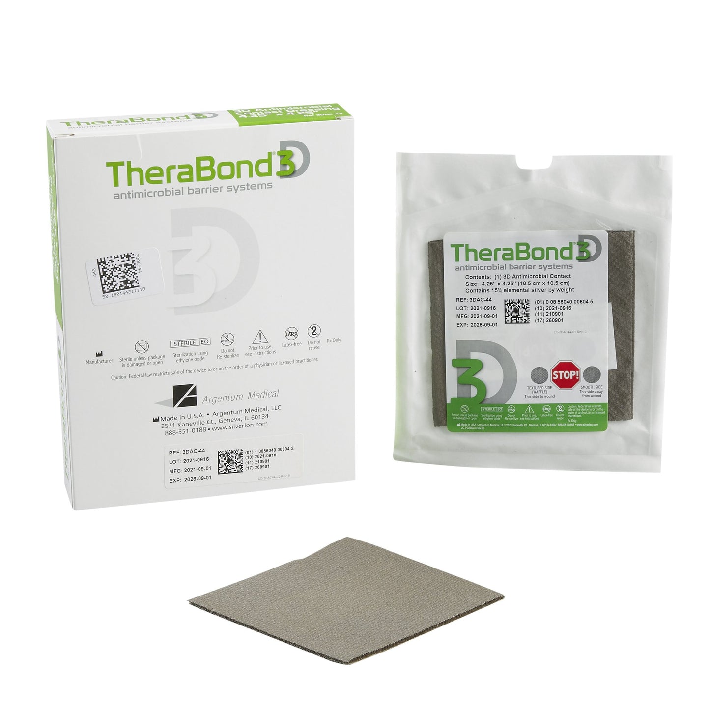 Silver Wound Contact Layer Dressing TheraBond® 3D 4-1/2 X 4-1/4 Inch Square Sterile - 3DAC-44