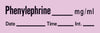 Drug Label Timemed Anesthesia Label Tape Phenylephrine_mg/mL Date_Time_Int._ Violet 1/2 X 1 Inch AN-81