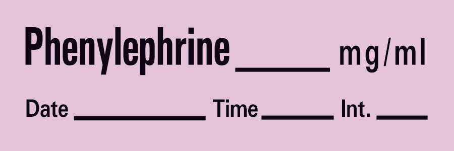 Drug Label Timemed Anesthesia Label Tape Phenylephrine_mg/mL Date_Time_Int._ Violet 1/2 X 1 Inch AN-81