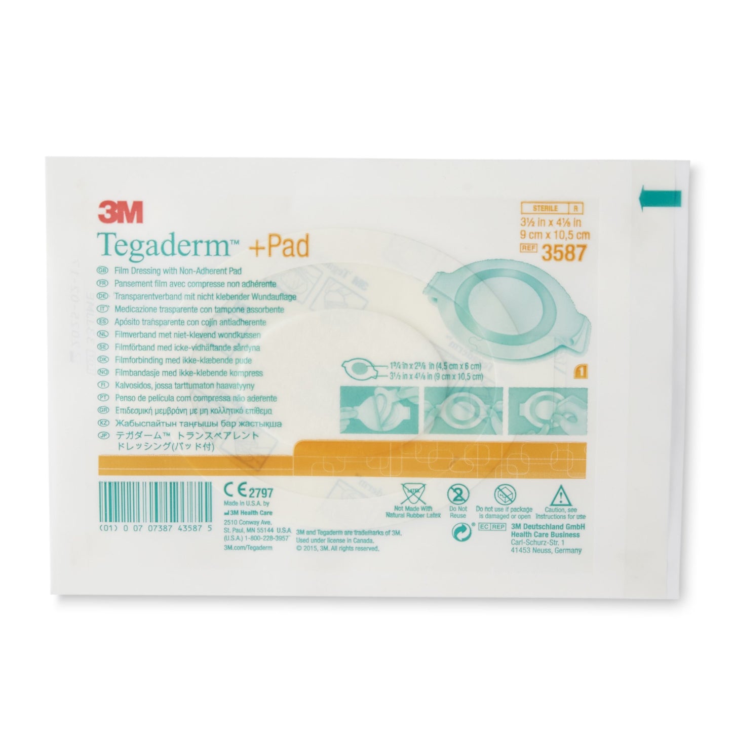 3M™ Tegaderm™ Transparent Film Dressing with Pad, 3½ x 4 Inch 3587