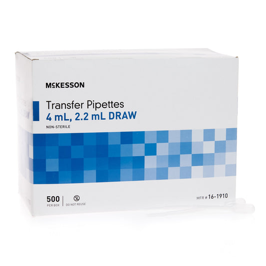 McKesson Transfer Pipette 3.9 mL Capacity 0.5 to 1 mL Graduation Increments NonSterile - 16-1910