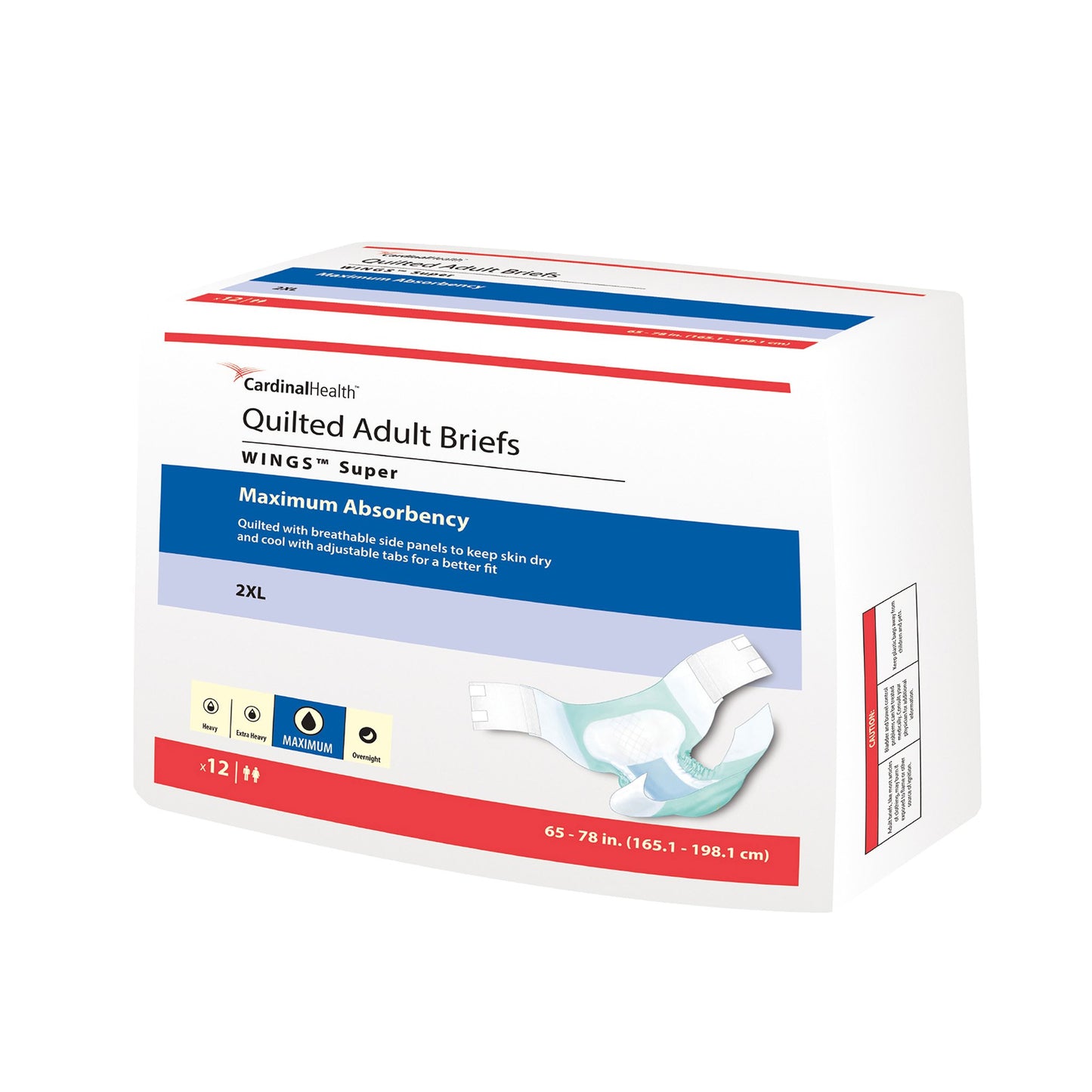 Unisex Adult Incontinence Brief Wings™ Super Quilted 2X-Large Disposable Heavy Absorbency - 67093