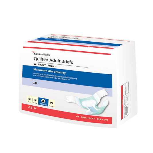 Unisex Adult Incontinence Brief Wings™ Super Quilted 2X-Large Disposable Heavy Absorbency - 67093