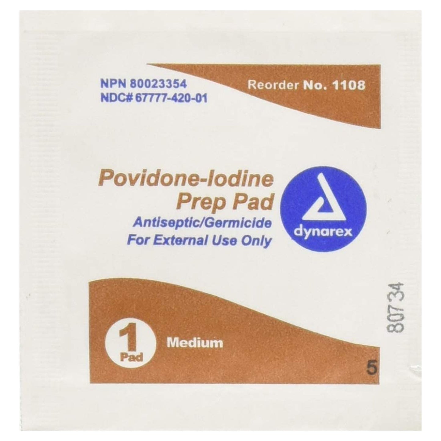 dynarex® Povidone-Iodine Prep Pad, Antiseptic, nonwoven 1108