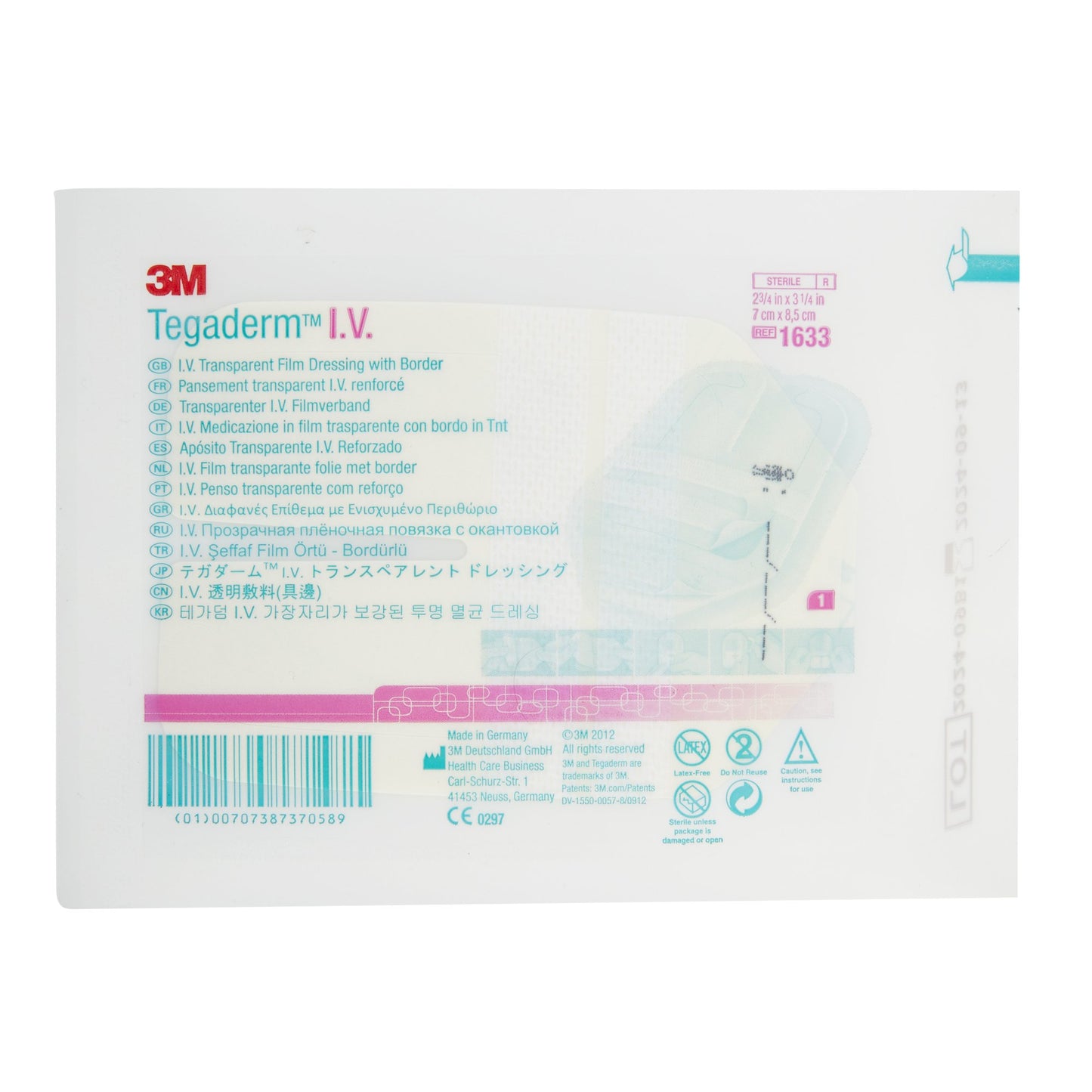 3M™ Tegaderm™ IV Dressing, 8.5 x 7 cm 1633