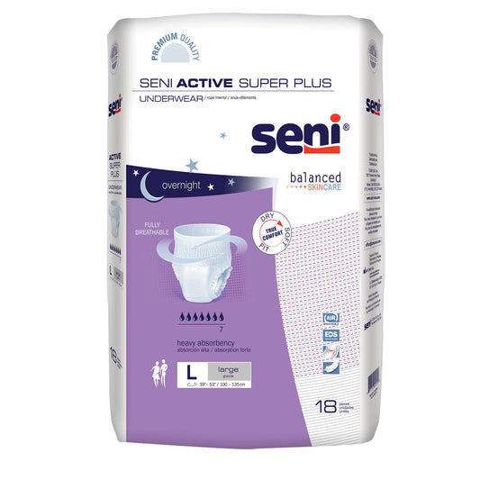 Unisex Adult Absorbent Underwear Seni® Active Super Plus Pull On with Tear Away Seams Large Disposable Heavy Absorbency - S-LA18-AP1