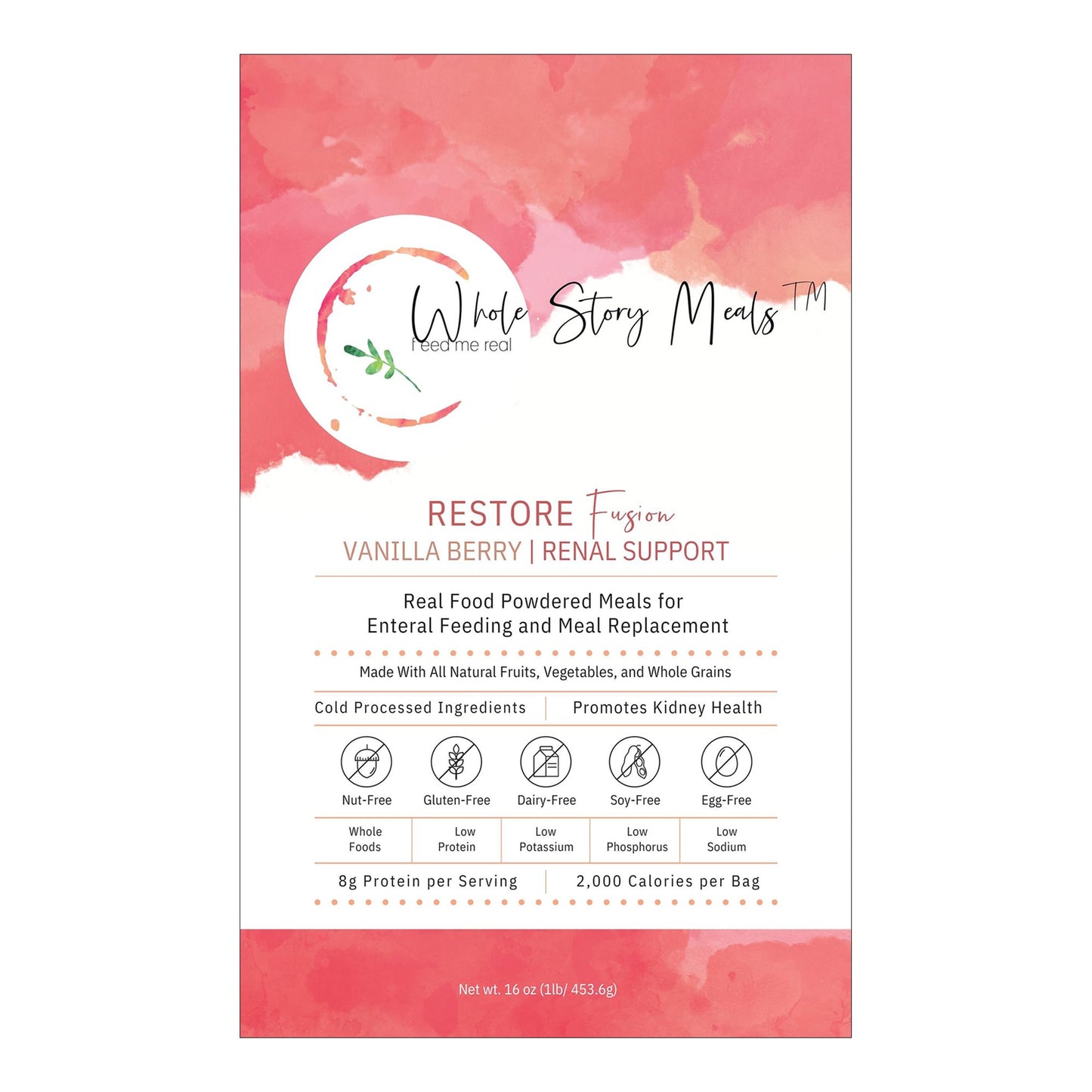 Oral Supplement Restore Fusion Renal Support Vanilla Berry Flavor Powder 16 oz. Pouch 9126